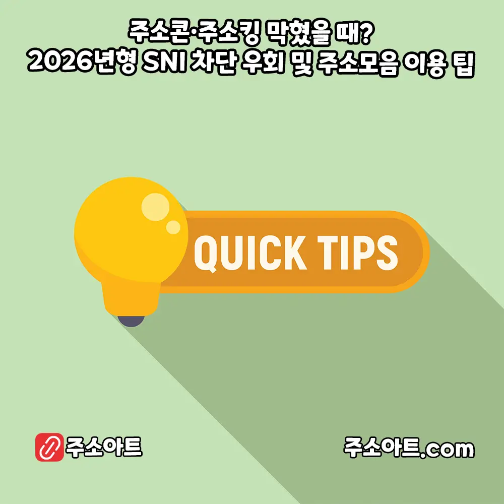 주소콘·주소킹 접속 오류 해결: 2026년형 SNI 차단 원리와 보안 접속 가이드